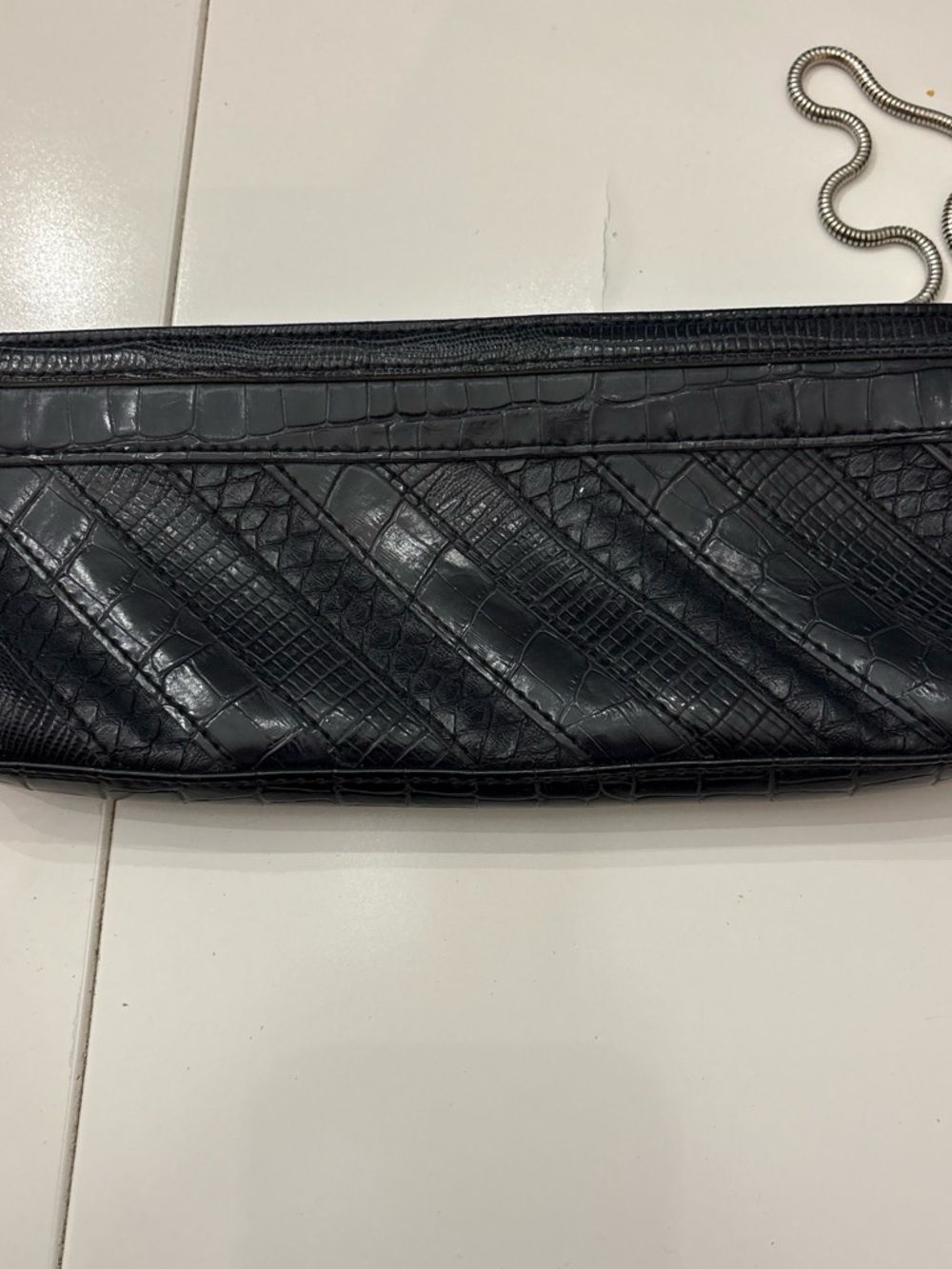 Mexx Black Croc-Embossed Clutch Bag